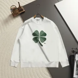 Dior Four‑Leaf Clover Embroidered Crewneck Sweatshirt, Black White #A68060
