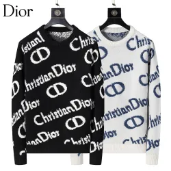 Dior Men All Over Christian Dior Logo Crewneck Sweater White, Black #A69329