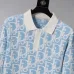 Dior Men All Over Logo Jacquard Polo Knit Sweater Light Blue, Black #A69326