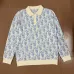 Dior Men All Over Logo Jacquard Polo Knit Sweater Light Blue, Black #A69326