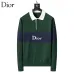 Dior Men Color Block Stripe Polo Knit Sweater Green, Black #A69331