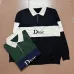 Dior Men Color Block Stripe Polo Knit Sweater Green, Black #A69331
