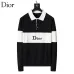 Dior Men Color Block Stripe Polo Knit Sweater Green, Black #A69331