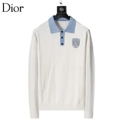 Dior Men Contrast Collar Polo Knit Sweater White, Black #A69324