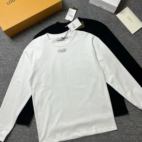 Dior Metal Tag Logo Crew‑Neck Long‑Sleeve Tee Black White #A68062