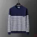 Dior Striped Crewneck Knit Sweater Black,Navy Blue #A68203