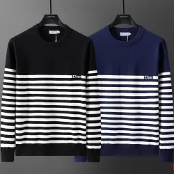 Dior Striped Crewneck Knit Sweater Black,Navy Blue #A68203