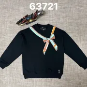 Fendi Ribbon Bow Print Crew‑Neck Sweatshirt, White, Black #A68231