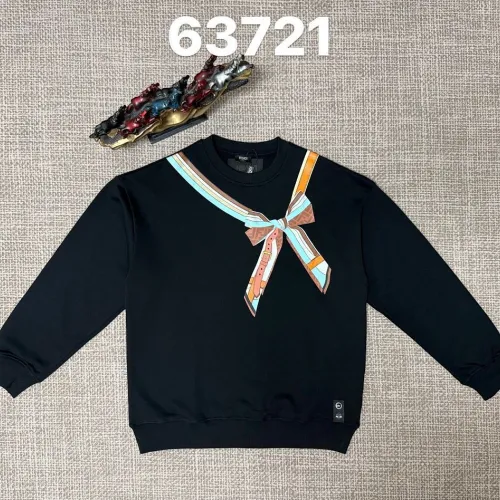 Fendi Ribbon Bow Print Crew‑Neck Sweatshirt, White, Black #A68231