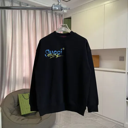 Gucci Blue‑Yellow Graffiti Logo Crew‑Neck Sweatshirt, Cream White, Black #A68233