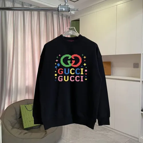 Gucci Crewneck Sweatshirt Colorful Pixel Interlocking GG Logo, Black, Cream White #A68764