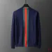 Gucci Web Stripe Crew-Neck Knit Sweater, Black, Navy Blue #A68189