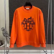 Hermès Carriage H Logo Print Crewneck Sweatshirt, Black, White, Orange #A68222