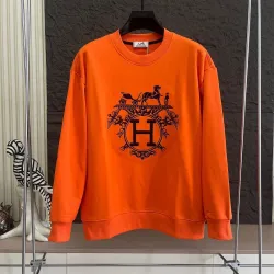 Hermès Carriage H Logo Print Crewneck Sweatshirt, Black, White, Orange #A68222