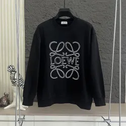 Loewe Anagram Logo Print Crewneck Sweatshirt, Black, White #A68223