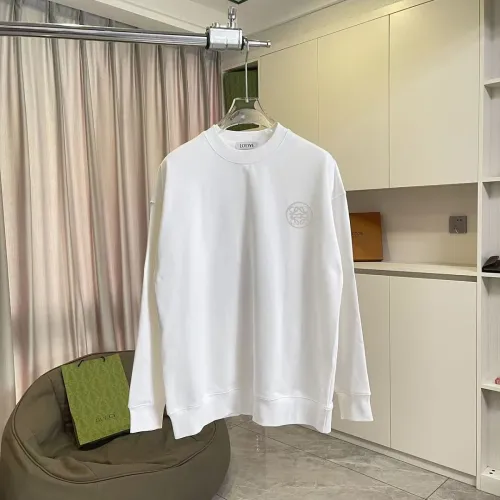 Loewe Premium Solid White Crew Neck Pullover Sweatshirt for Men #A67588