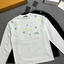 LV Monogram Allover Print Long Sleeve Tee, Black White #A68068