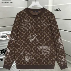  2026FW Monogram Graffiti Wool Blend Crewneck Sweater, Brown #A69004