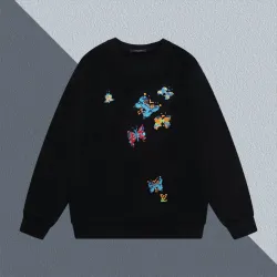 Louis Vuitton Black/White Sweatshirt With Colorful Butterfly Motifs And Brand Logo #B54224