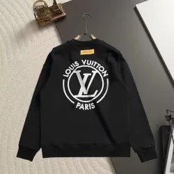 Louis Vuitton Classic Circular LV Paris Logo Print Crew Neck Pullover Sweatshirt For Men Black #A67597