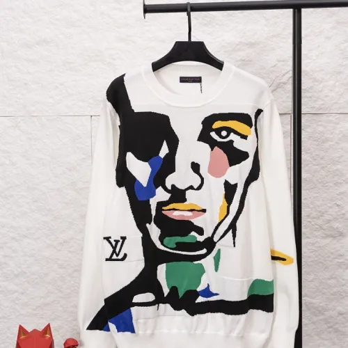 Louis Vuitton Colorful Face Jacquard Crewneck Sweater, White #A69005