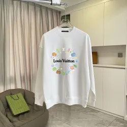 Louis Vuitton Colorful Fireworks Floral Graphic Crew‑Neck Sweatshirt, White, Black #A68236