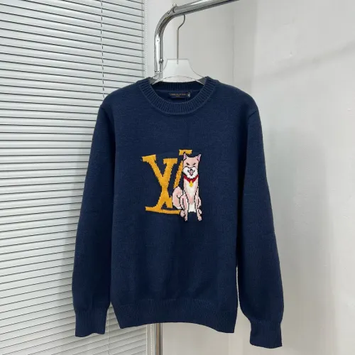 Louis Vuitton Dog Graphic LV Logo Crewneck Knit Sweater, Navy #A69385