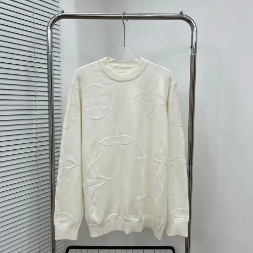 Louis Vuitton Embossed Monogram Crew Neck Knit Sweater White & Black #A67858