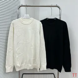 Louis Vuitton Floral Jacquard Knit Sweater, White, Black #A68177