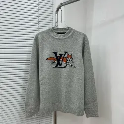Louis Vuitton Fox Logo Knit Crewneck Sweater, Grey #A69383