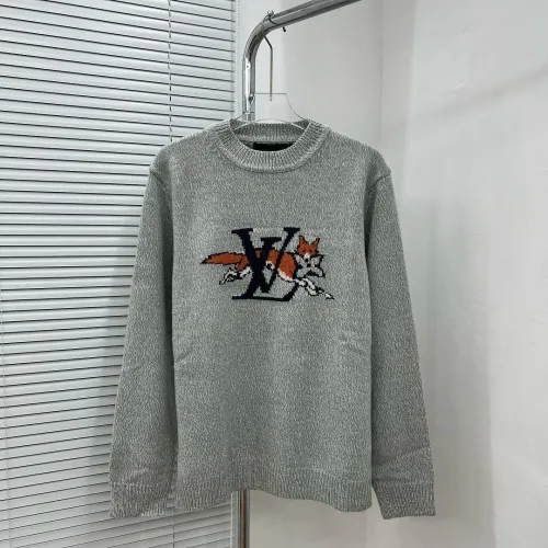 Louis Vuitton Fox Logo Knit Crewneck Sweater, Grey #A69383