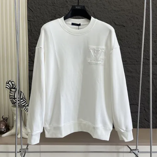 Louis Vuitton Fringed LV Patch Crewneck Sweatshirt, White, Black #A68225