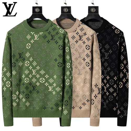 Louis Vuitton Men Monogram Jacquard Polo Knit Sweater Brown, Black #A69328