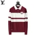 Louis Vuitton Men Striped Polo Knit Sweater Burgundy, Black #A69332