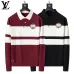 Louis Vuitton Men Striped Polo Knit Sweater Burgundy, Black #A69332