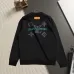 Louis Vuitton Monogram Embroidery Front Back Crew Neck Pullover Sweatshirt for Men Black White #A67593