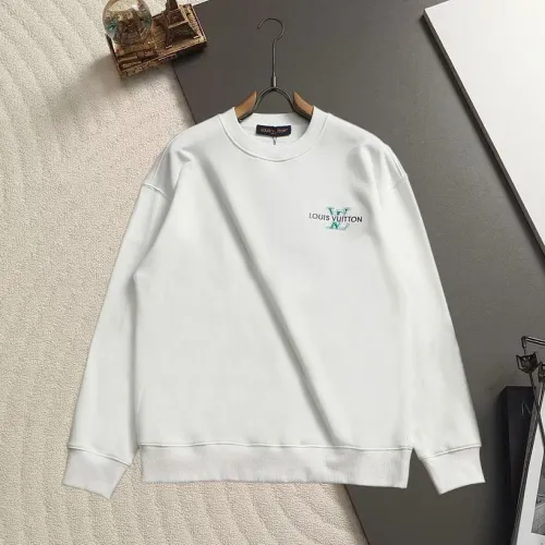 Louis Vuitton Monogram Embroidery Front Back Crew Neck Pullover Sweatshirt for Men Black White #A67593