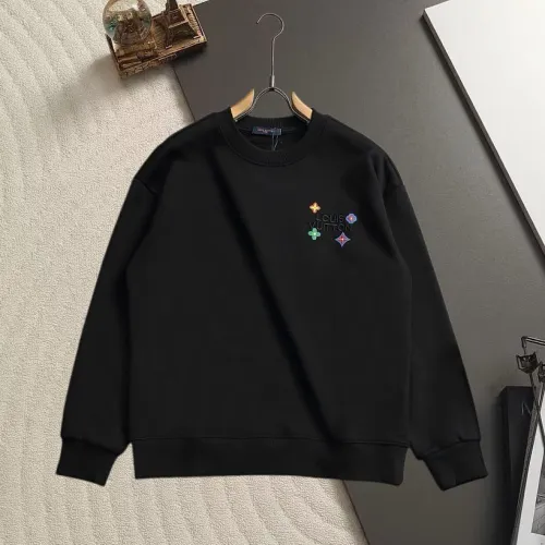 Louis Vuitton Vibrant Colorful Monogram Embroidery Crew Neck Pullover Sweatshirt For Men Black #A67595
