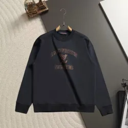 Louis Vuitton Vintage Gold Embroidered Letter Logo Crew Neck Pullover Sweatshirt For Men Black #A67592