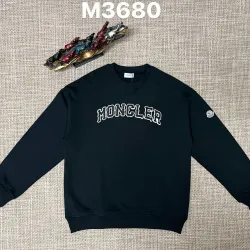 Moncler Arched Logo Crew‑Neck Sweatshirt, White, Black #A68239