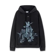 Off - White Black Hoodie With Cherub Graphic And Branded Detailing #B54200