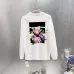 Off-White Long Sleeve Tee Floral Arrow Print Front & Back, Black, White #A68756