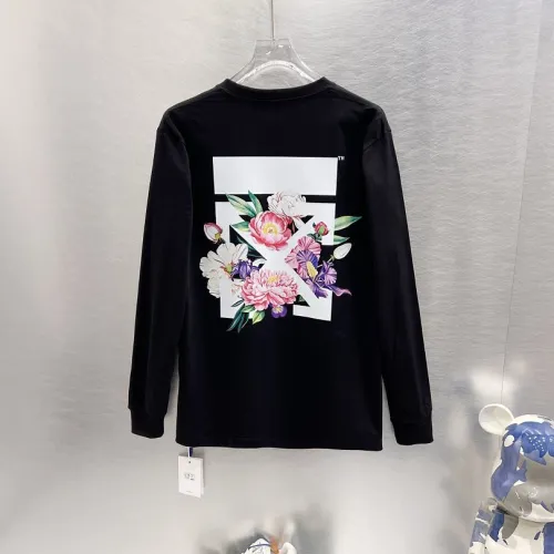 Off-White Long Sleeve Tee Floral Arrow Print Front & Back, Black, White #A68756