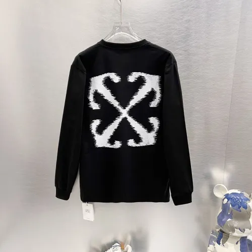 Off-White Long Sleeve Tee Frayed Arrow Back Graphic, Black, White #A68755