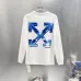 Off-White Long Sleeve Tee With Blue Arrow Logo Print, Black, White #A68752