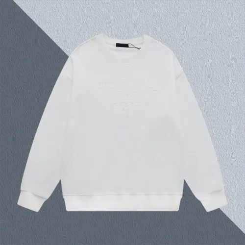 Classic Black/White Prada Triangle Logo Crew Neck Sweatshirt for Timeless Fashion Looks #B54223