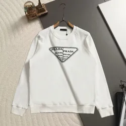 Prada Triangle Label Letter Print Crew Neck Sweatshirt Unisex Long Sleeve Pullover #A67443