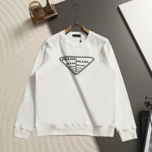 Prada Triangle Label Letter Print Crew Neck Sweatshirt Unisex Long Sleeve Pullover #A67443