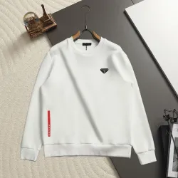 Prada Triangle Logo Crewneck Sweatshirt, Black White #A68070