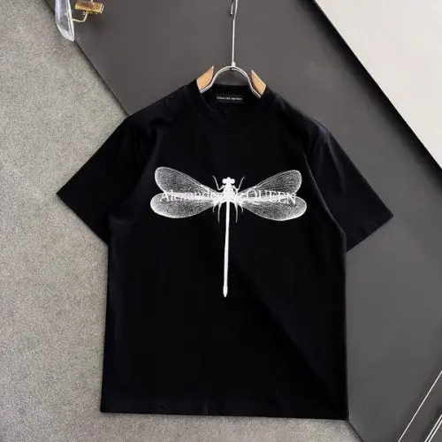 Alexander McQueen T-shirts dragonfly Black/White #B46773